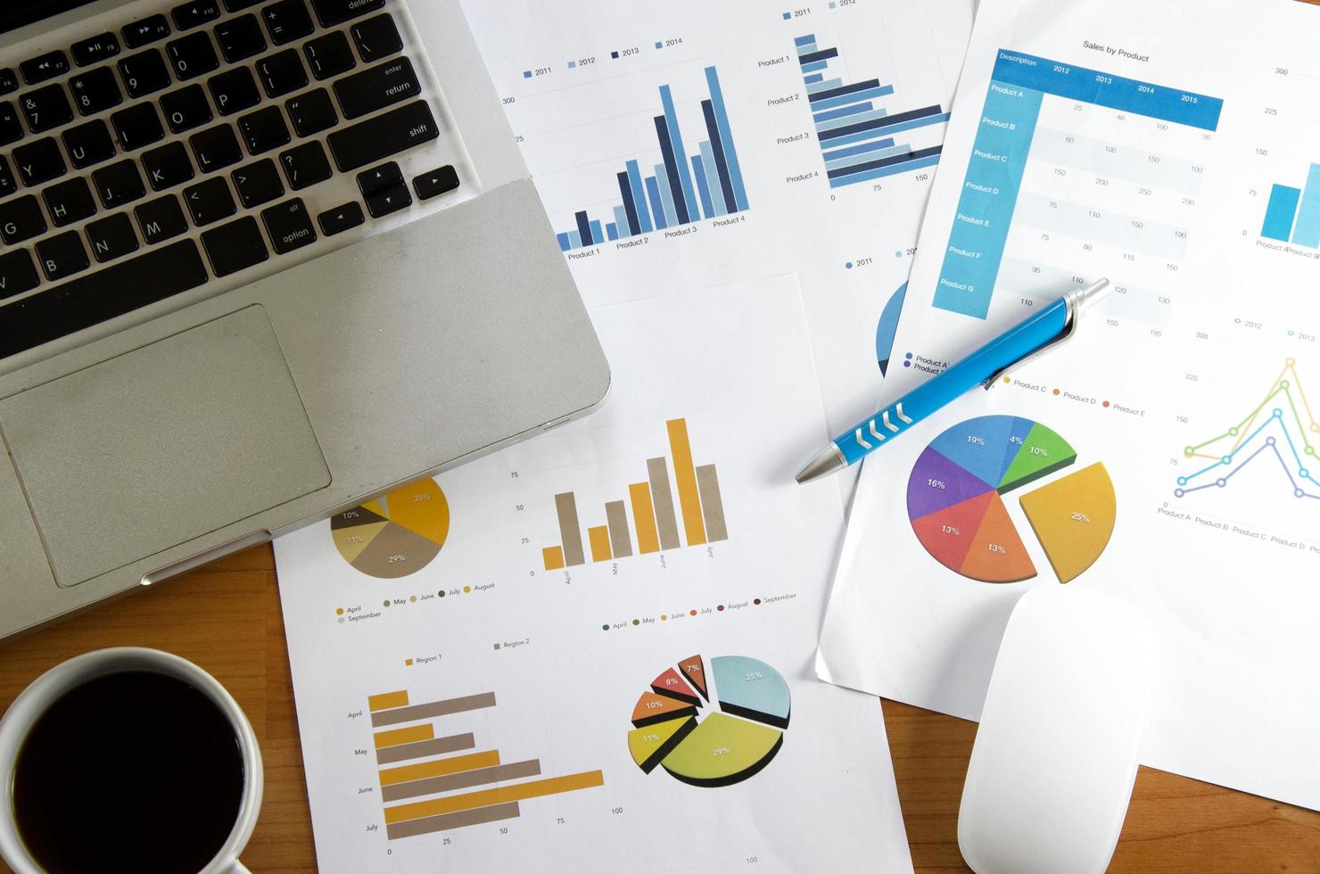 Financial documents on a desk photo