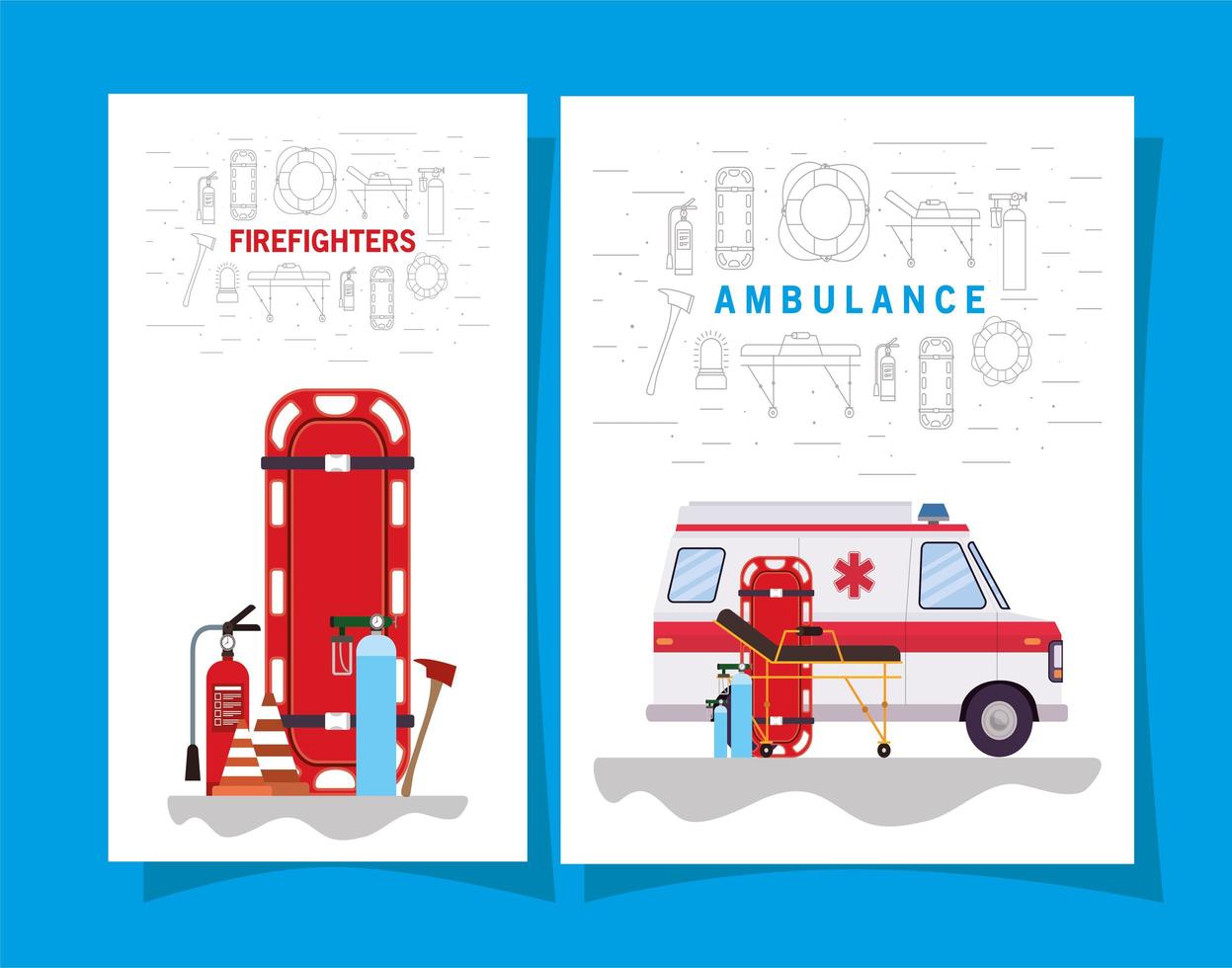 conjunto de banners de emergencia médica vector