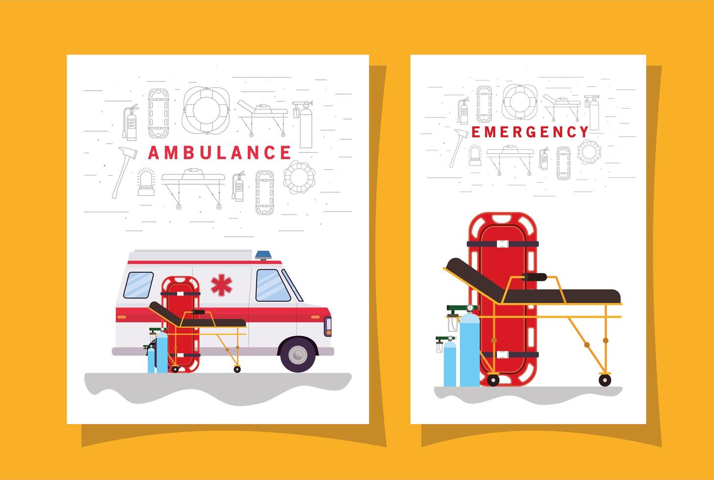 conjunto de banners de emergencia médica vector