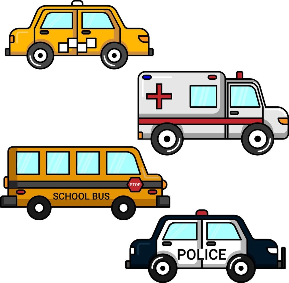 Conjunto de coches de servicio público perfecto para proyectos de diseño. vector