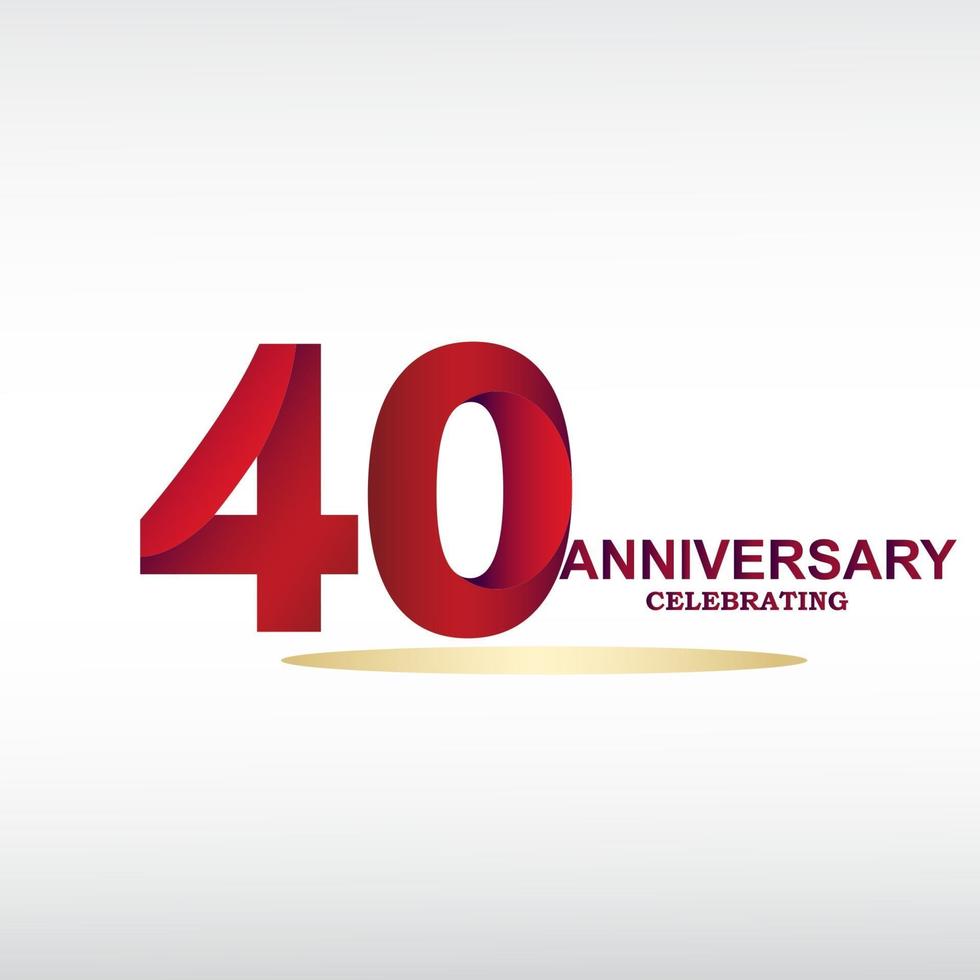 Celebración de aniversario de 40 años, diseño vectorial para celebraciones, tarjetas de invitación y tarjetas de felicitación. vector