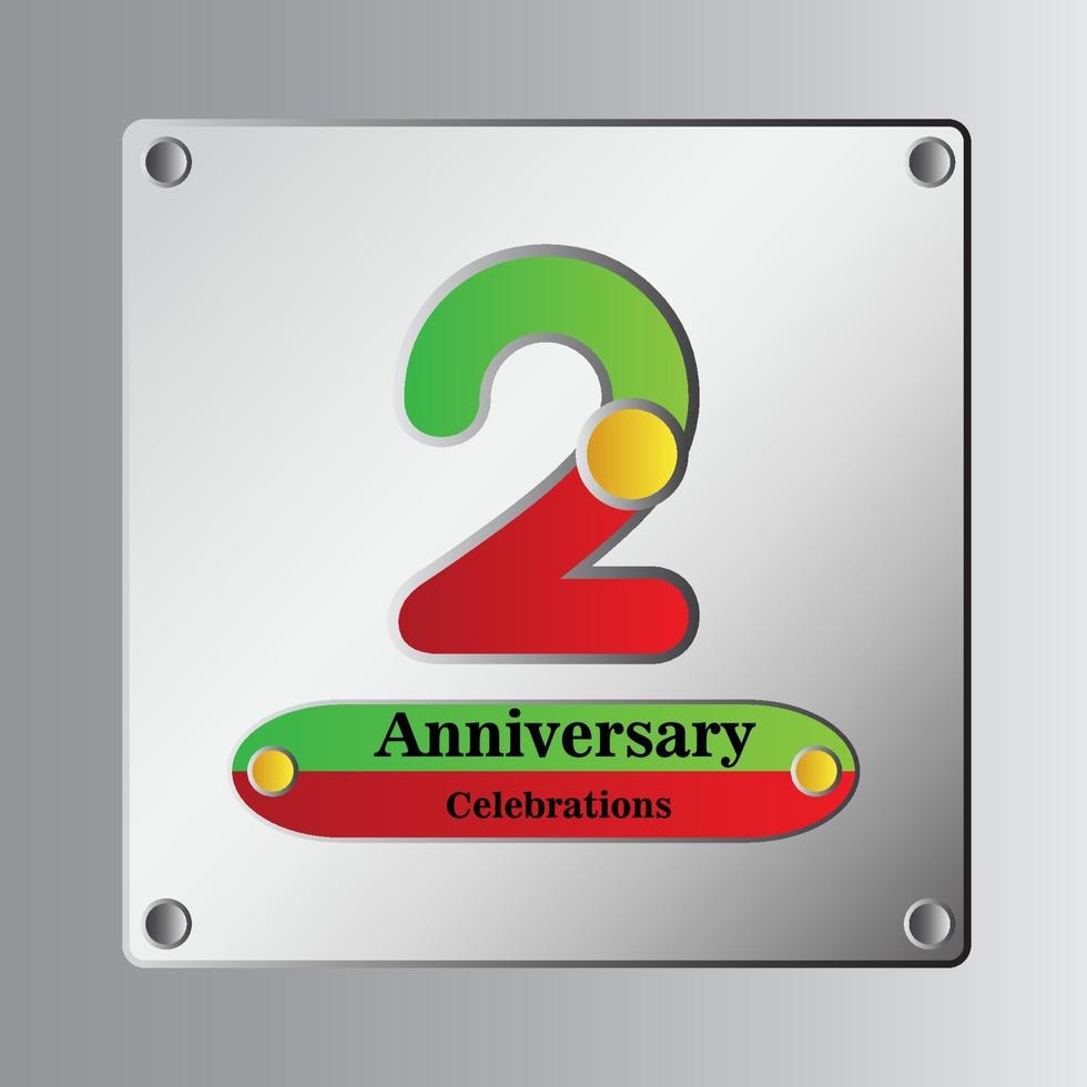 2 Year Anniversary Vector Template Design Illustration