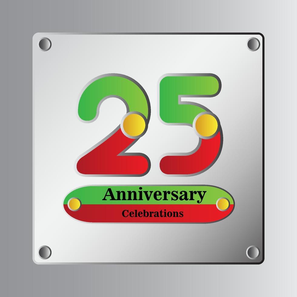 25 Year Anniversary Vector Template Design Illustration