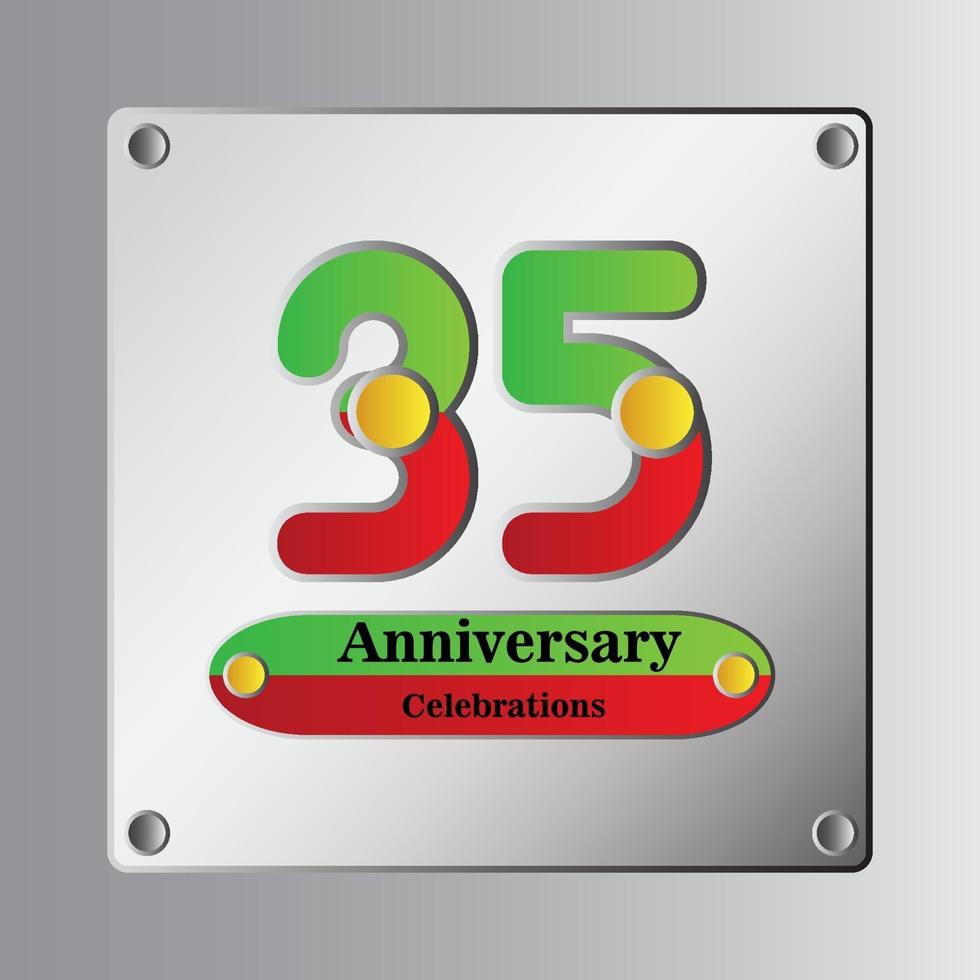 35 Year Anniversary Vector Template Design Illustration