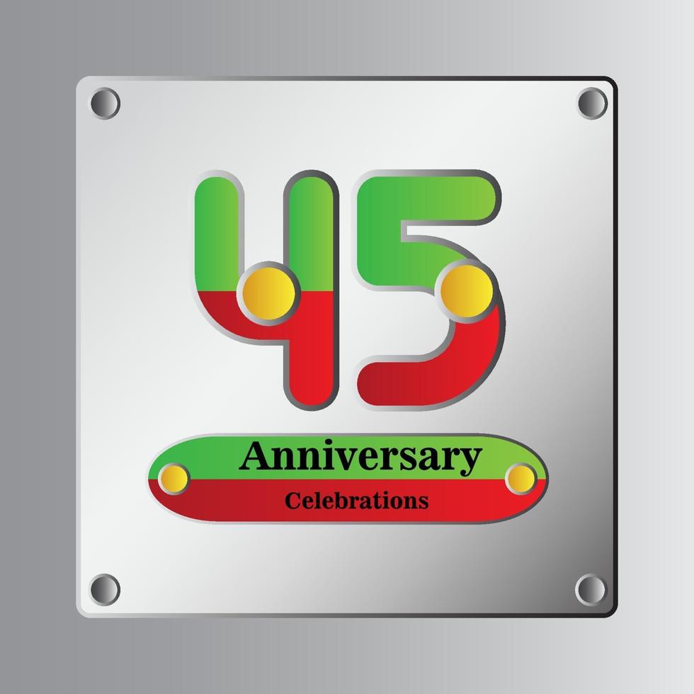 45 Year Anniversary Vector Template Design Illustration