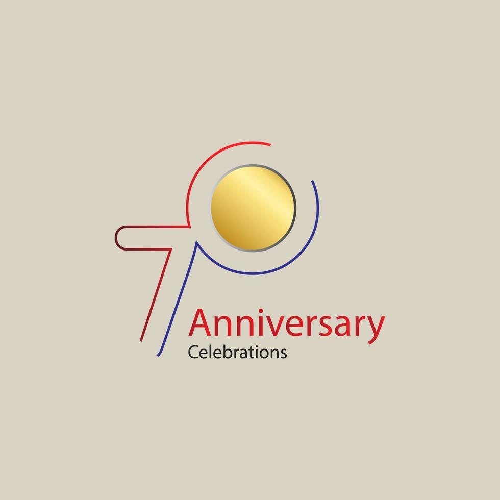 70 Year Anniversary Vector Template Design Illustration