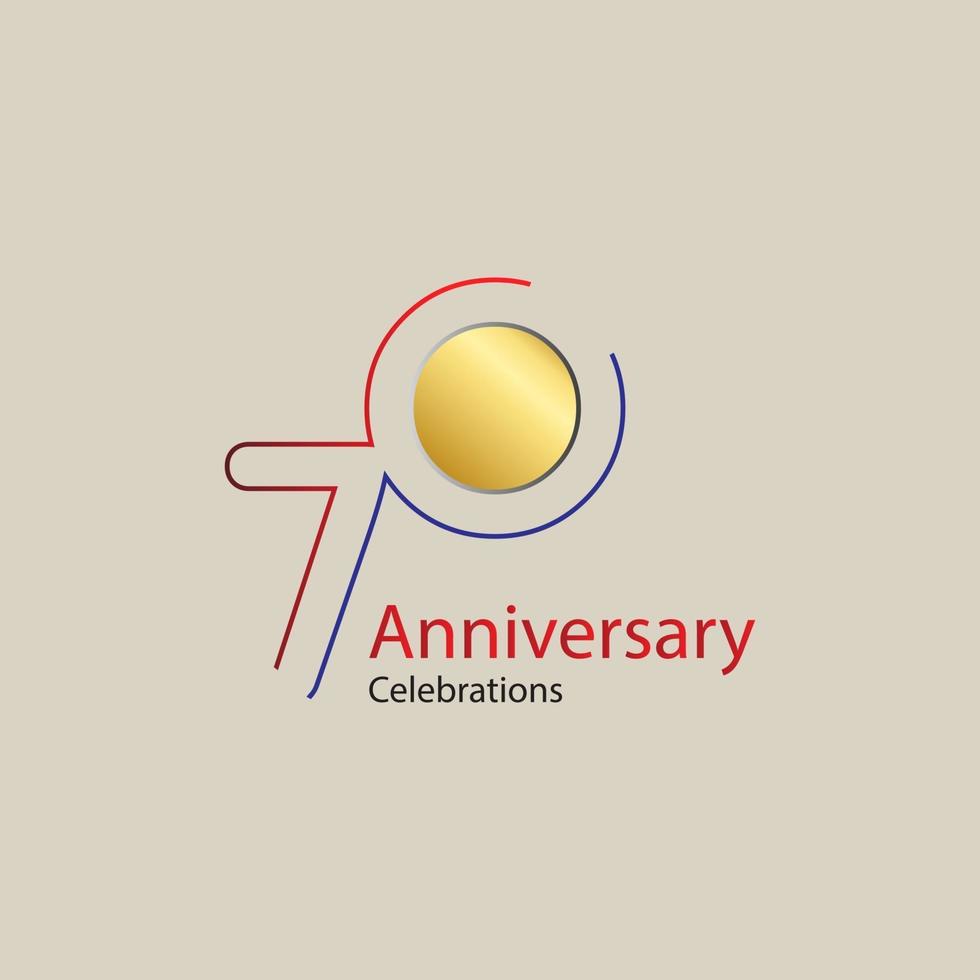 Ilustración de diseño de plantilla de vector de aniversario de 70 años