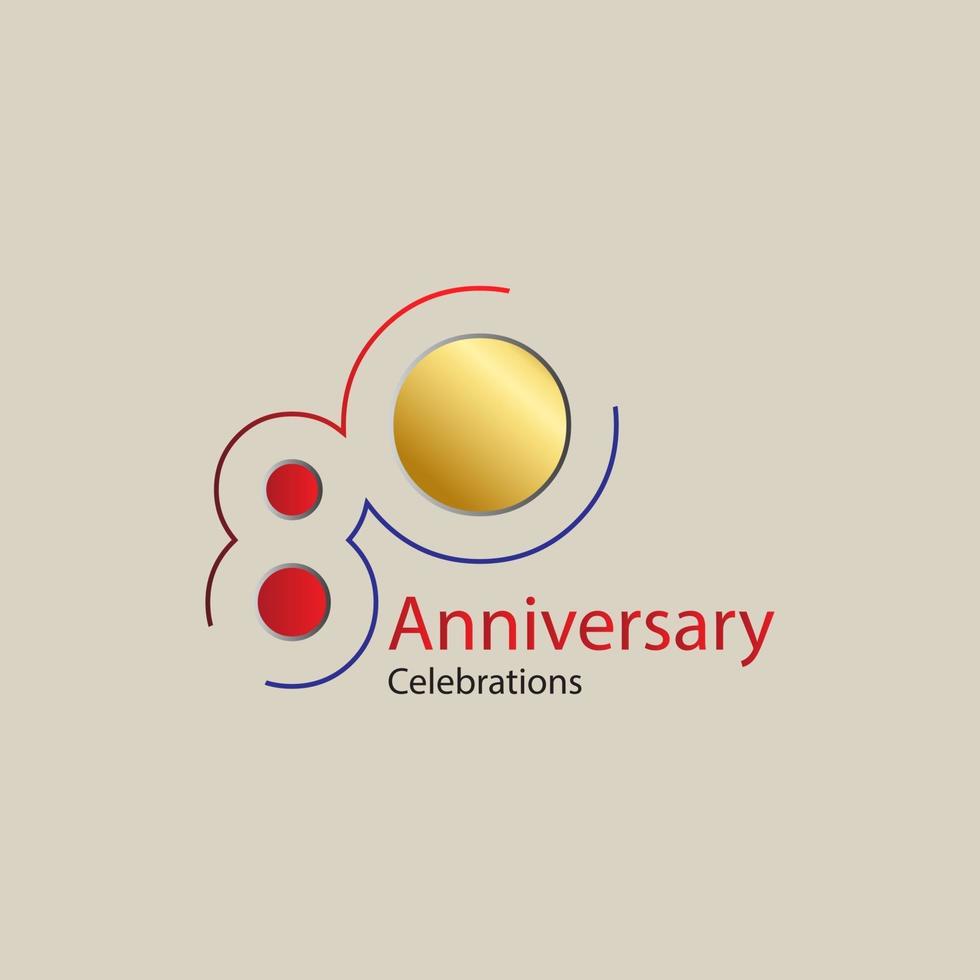 80 Year Anniversary Vector Template Design Illustration