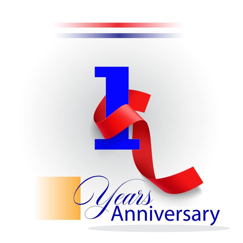 1 Year Anniversary celebration Vector Template Design Illustration