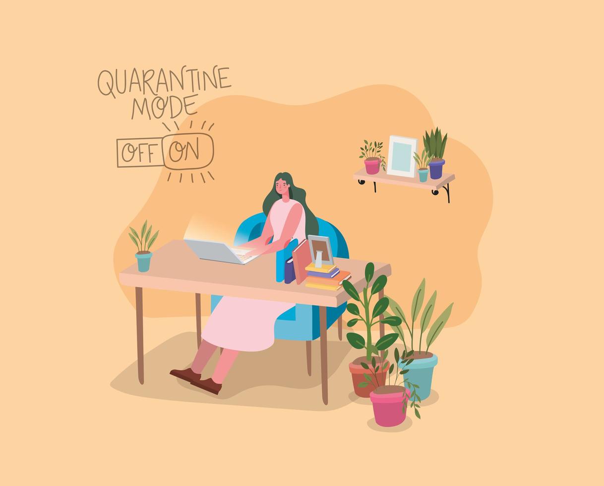 Woman working from home vector