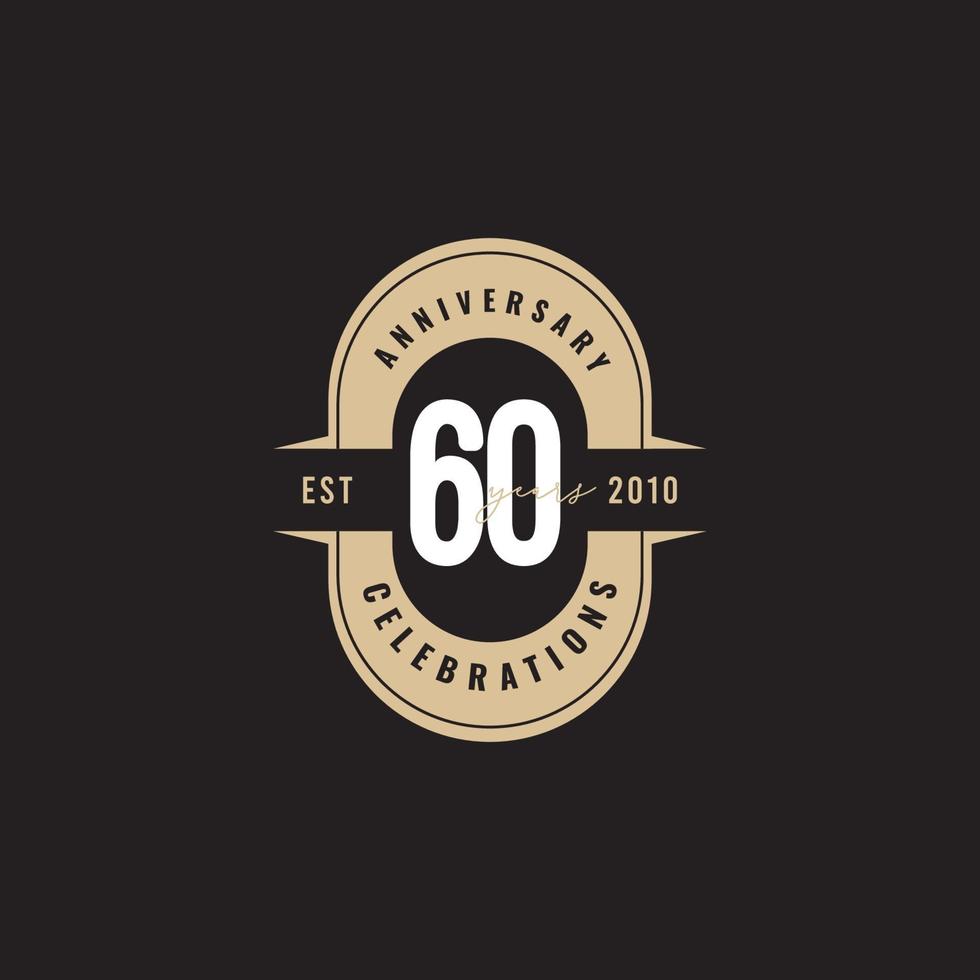 60 Years Anniversary Celebration Number Text Vector Template Design Illustration