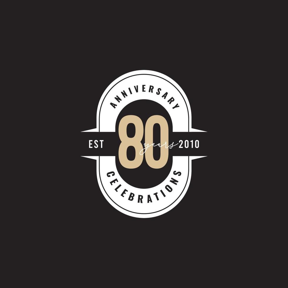80 Years Anniversary Celebration Number Text Vector Template Design Illustration