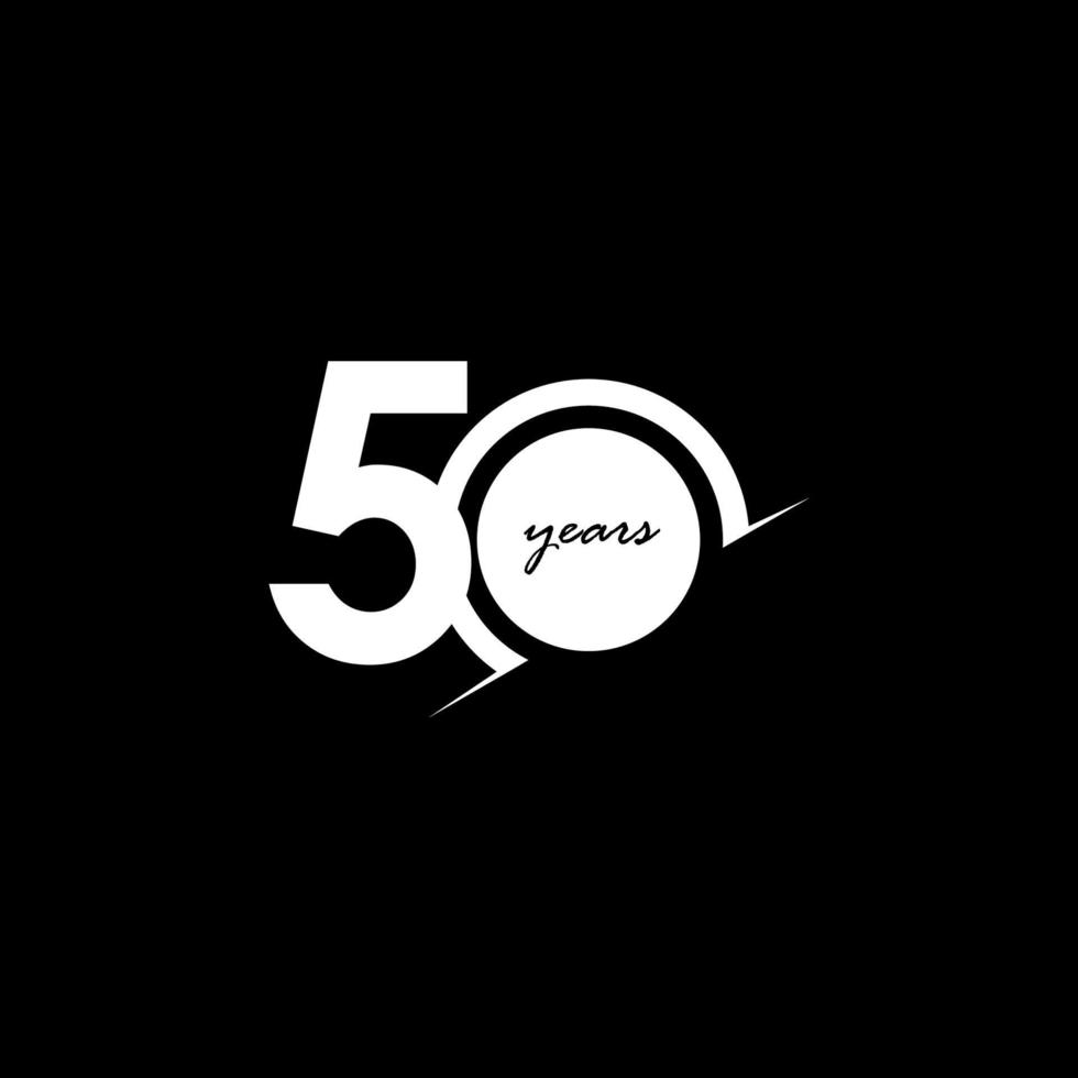 50 años de celebración de aniversario número blanco y negro ilustración de diseño de plantilla de vector