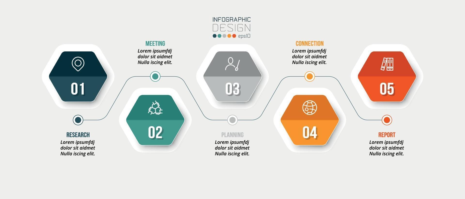 Plantilla de infografía empresarial de gráfico de línea de tiempo. vector