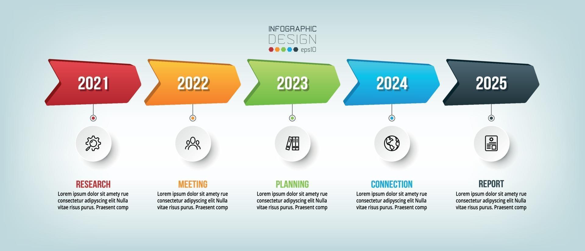 Diseño de plantilla de infografía de línea de tiempo empresarial anual. vector