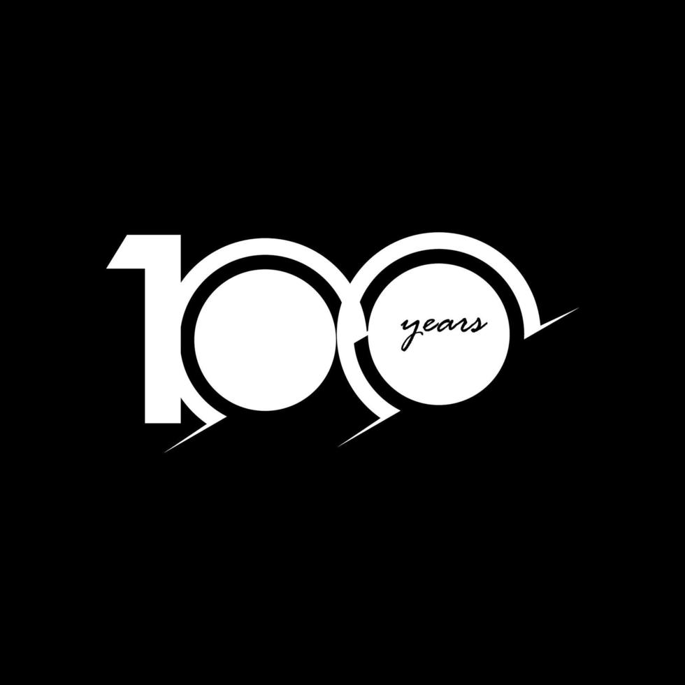 100 Years Anniversary Celebration Number White and Black Vector Template Design Illustration