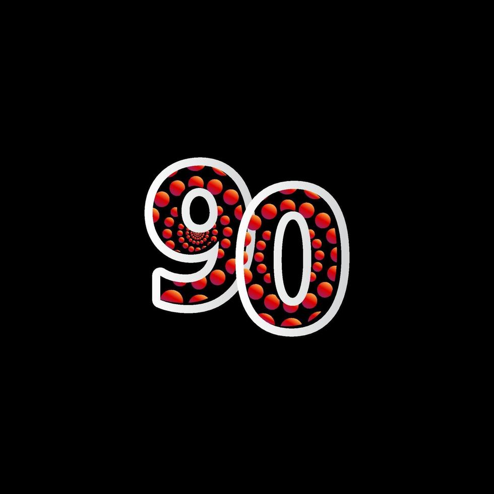 90 aniversario celebración burbuja número rojo vector plantilla diseño ilustración