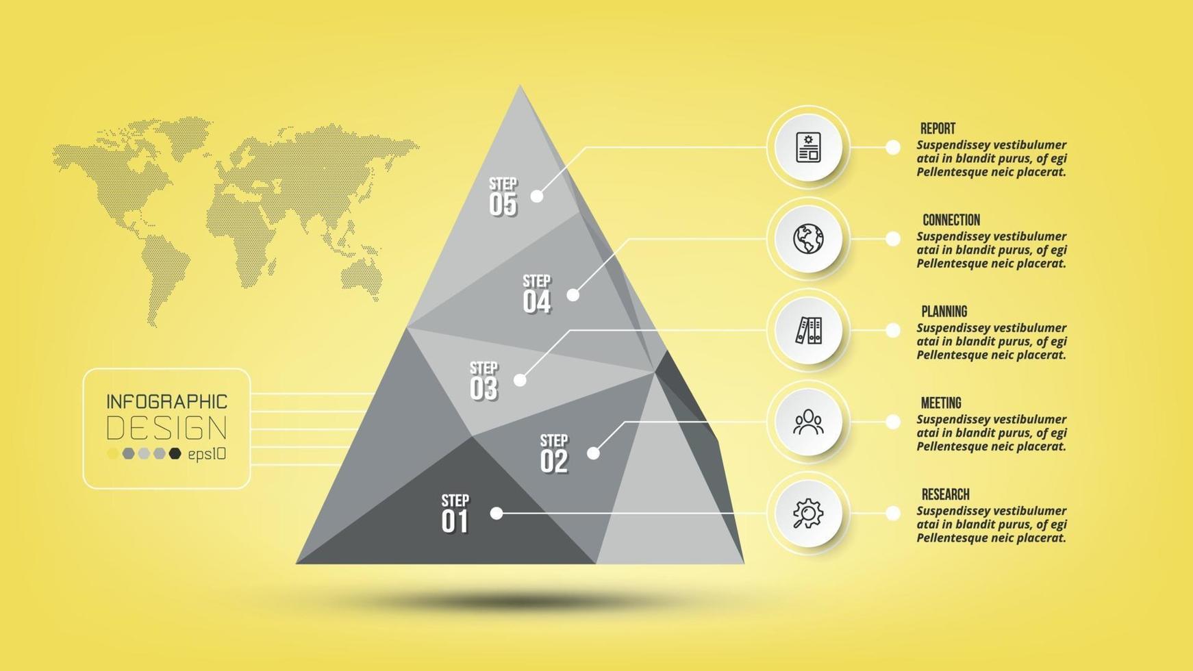Business concept pyramid infographic with step or option. vector