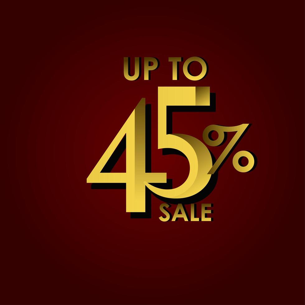 Discount Sale Label up to 45 Red Gold Vector Template Design Illustration