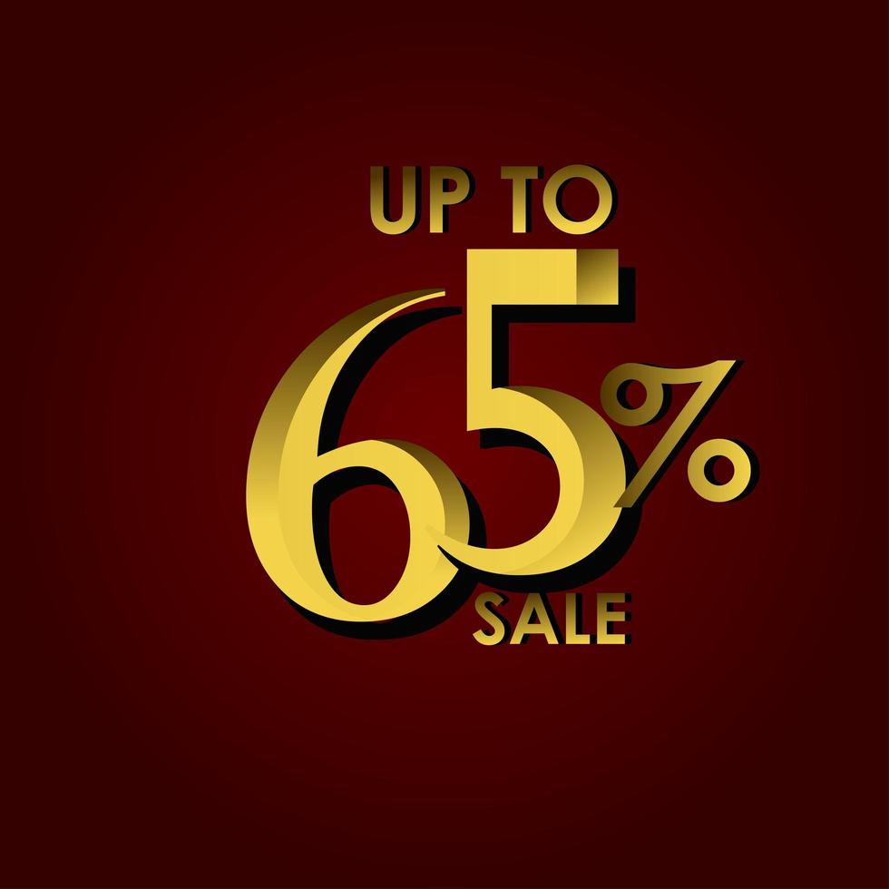 Discount Sale Label up to 65 Red Gold Vector Template Design Illustration