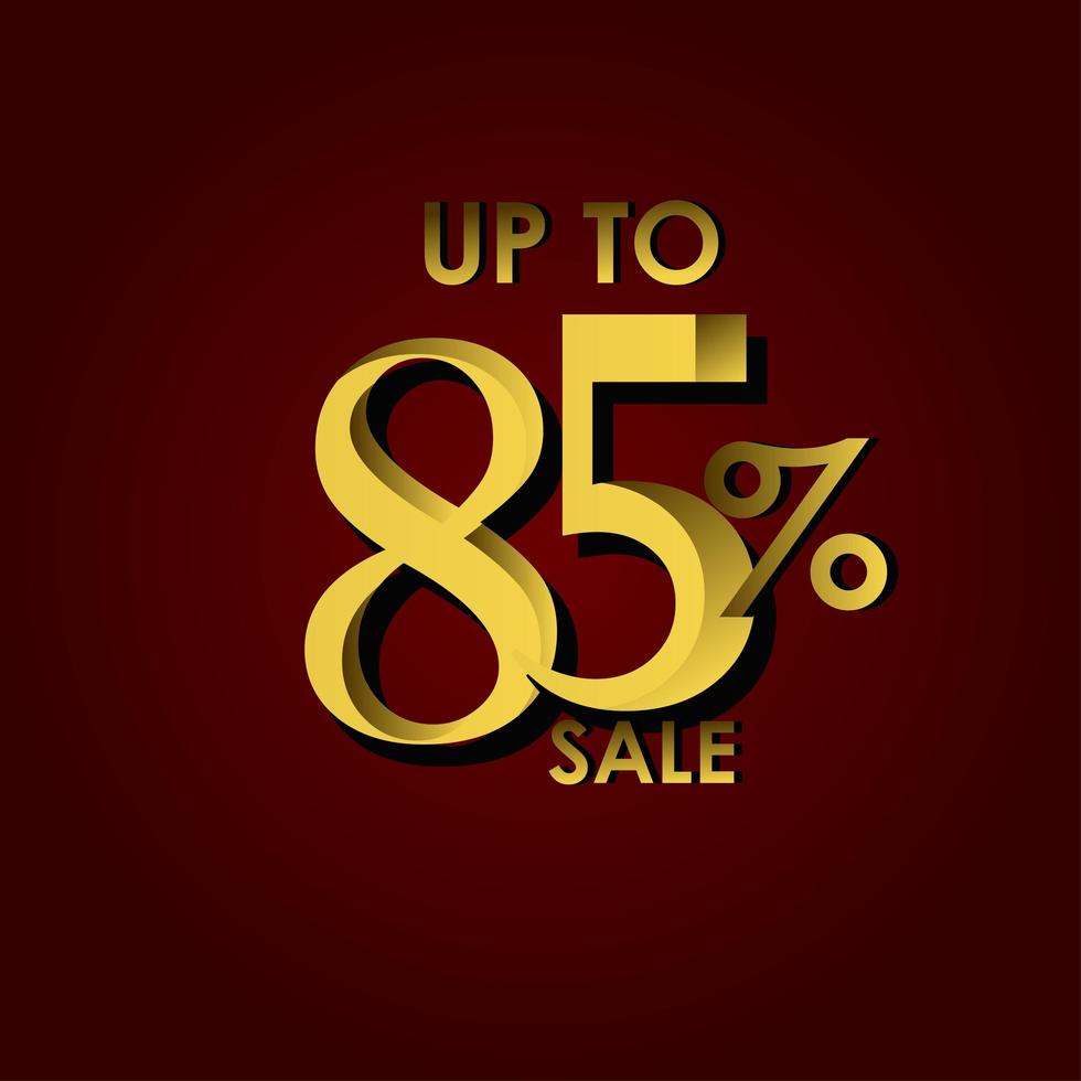 Discount Sale Label up to 85 Red Gold Vector Template Design Illustration