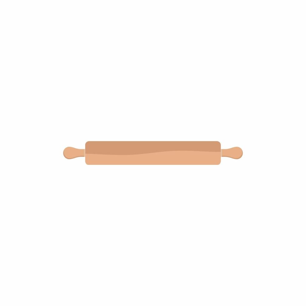 Wooden roller. A rolling pin for pastry dough, icon isolated on white background. Wooden appliance for kitchen and cooking. Vector illustration in cartoon flat style