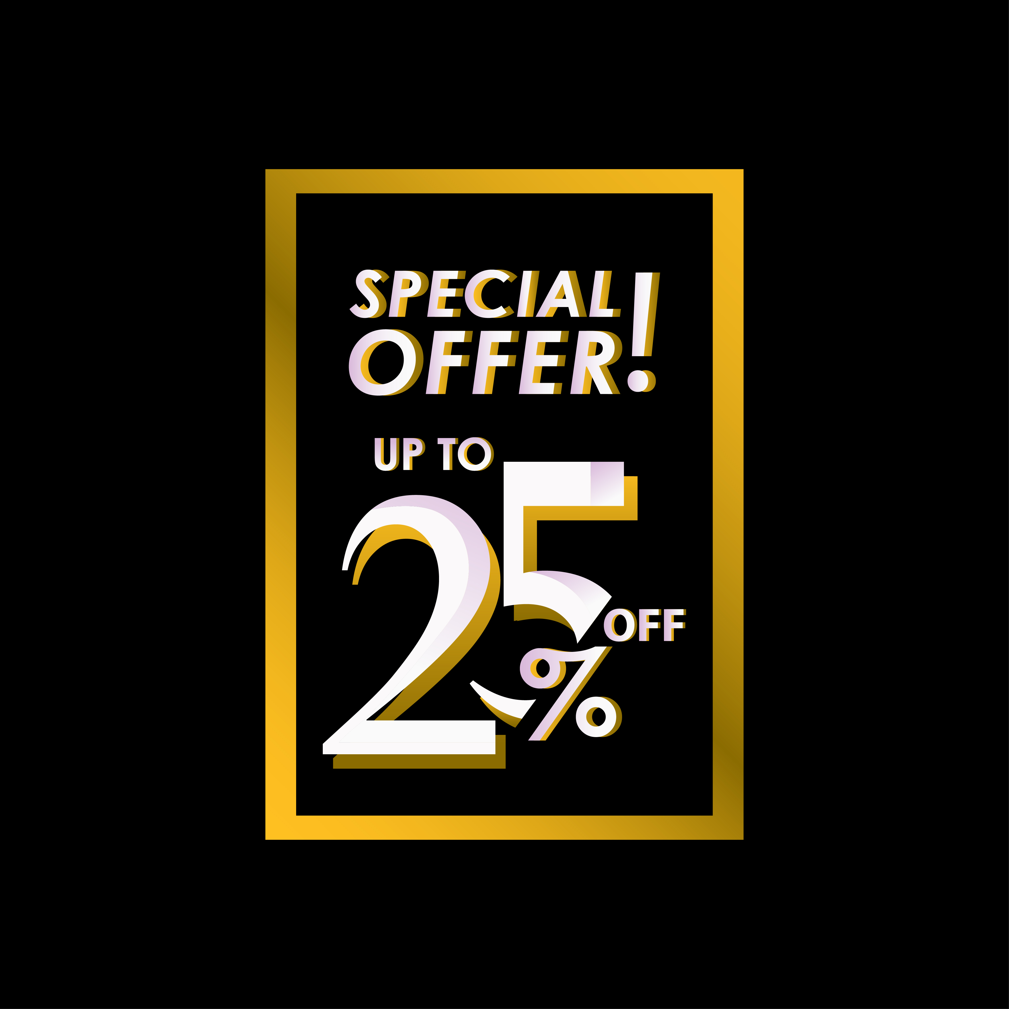 Discount Special Offer up to 25 off Label Vector Template Design