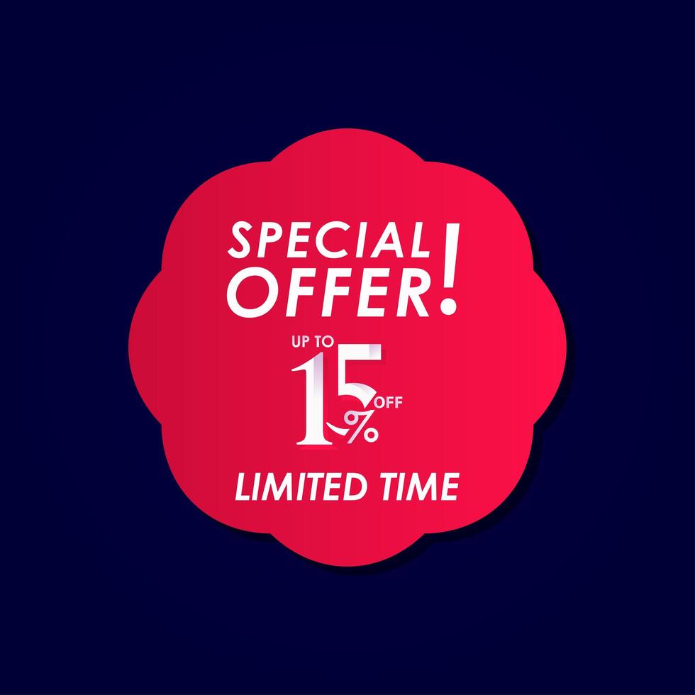 Discount Special Offer up to 15 off Limited Time Label Vector Template Design Illustration