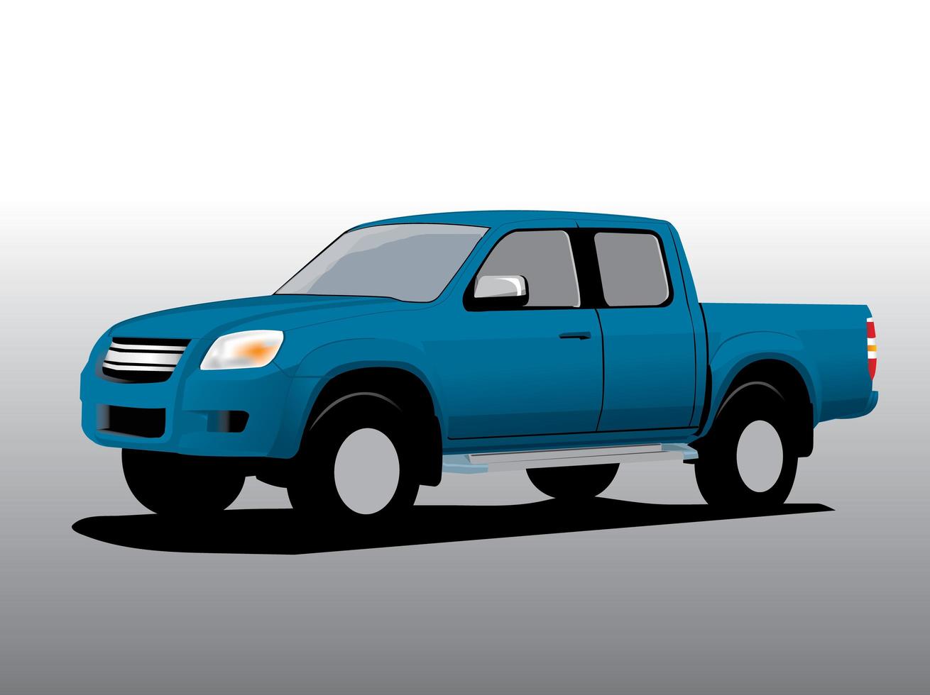 Vector car cartoon, cargo pickup truck