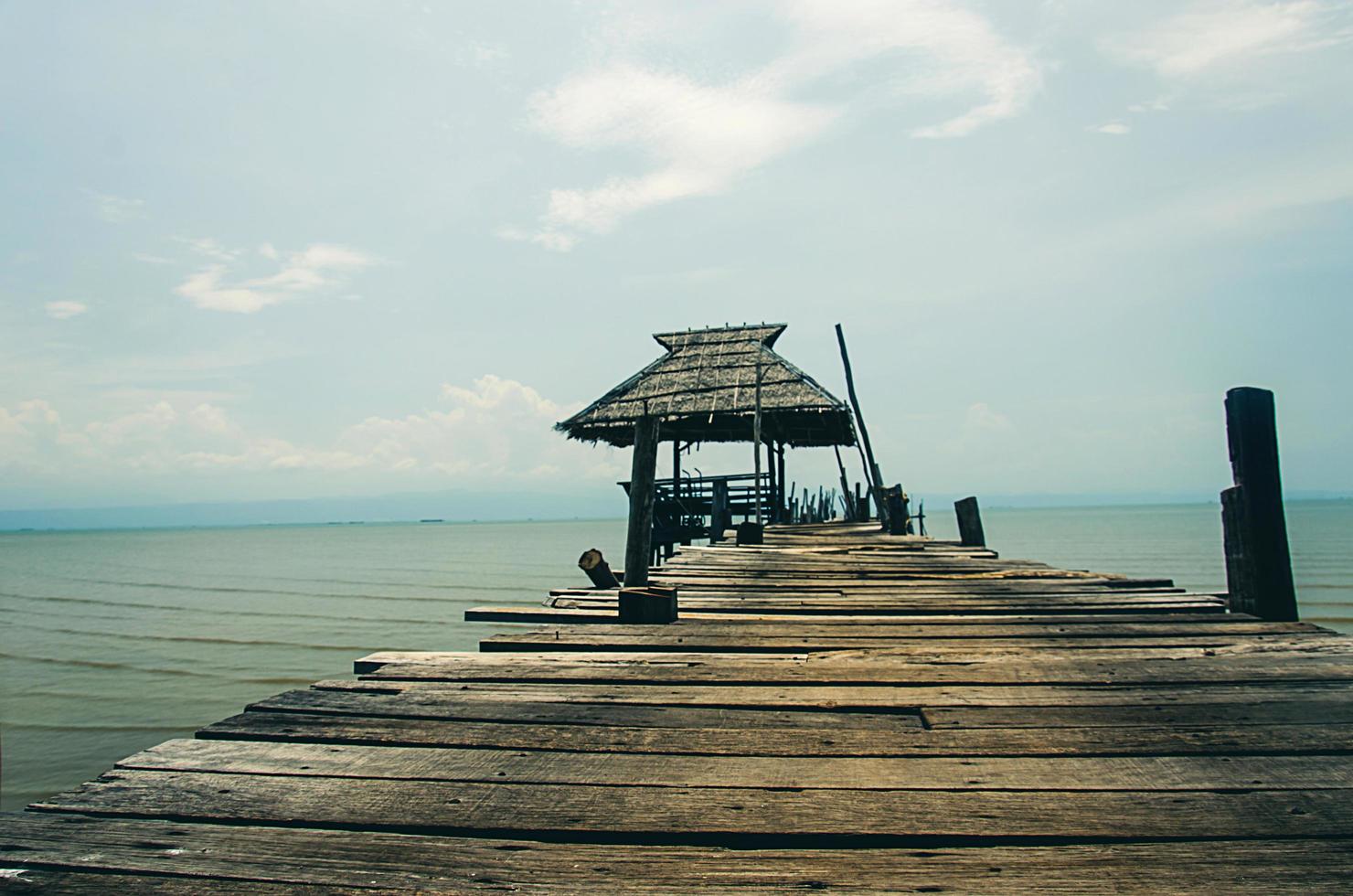 Wooden pavilion on the ocean photo
