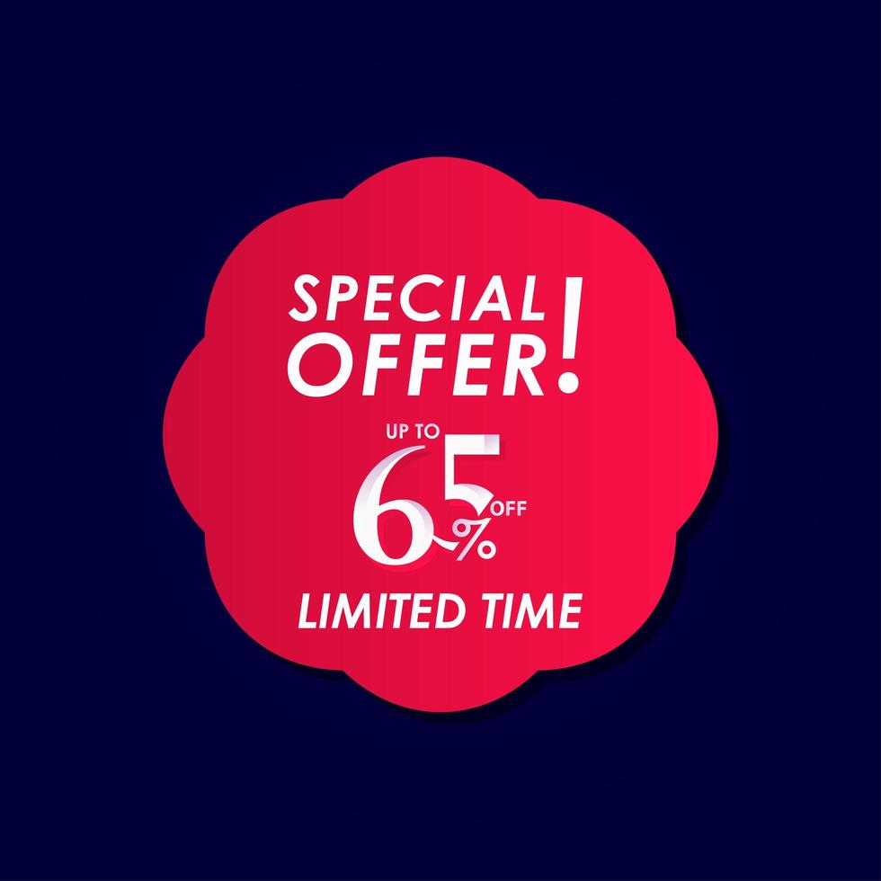 Discount Special Offer up to 65 off Limited Time Label Vector Template Design Illustration