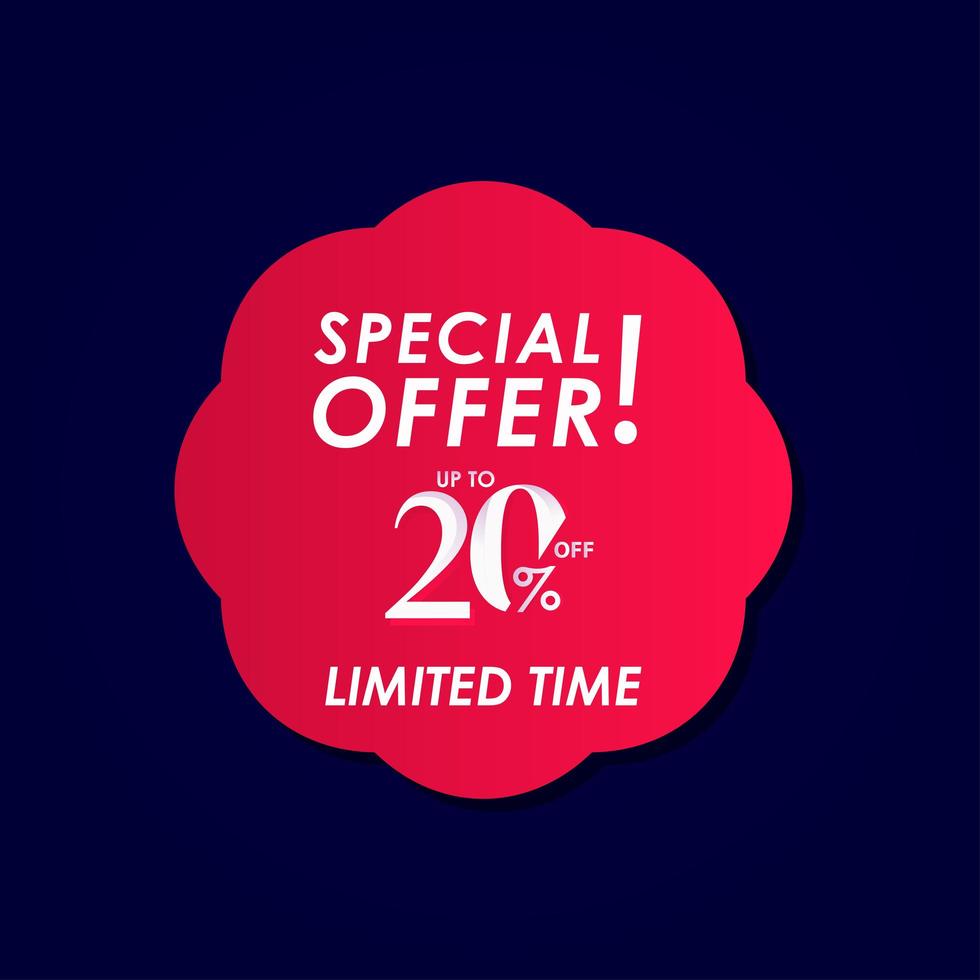 Discount Special Offer up to 20 off Limited Time Label Vector Template Design Illustration