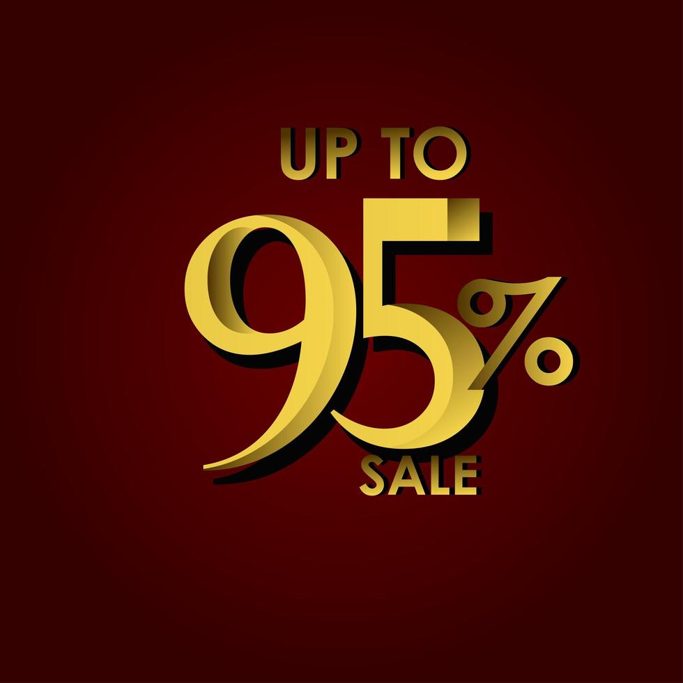 Discount Sale Label up to 95 Red Gold Vector Template Design Illustration