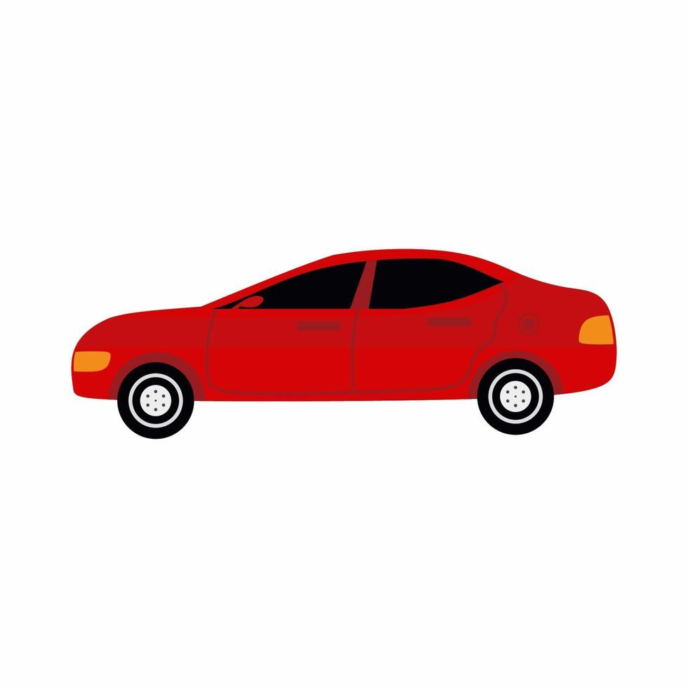 carro rojo. sedán clásico elegante en color estilo plano de dibujos animados. tema del transporte de la ciudad. vehículos civiles urbanos modernos. ilustración vectorial aislado sobre fondo blanco. vector