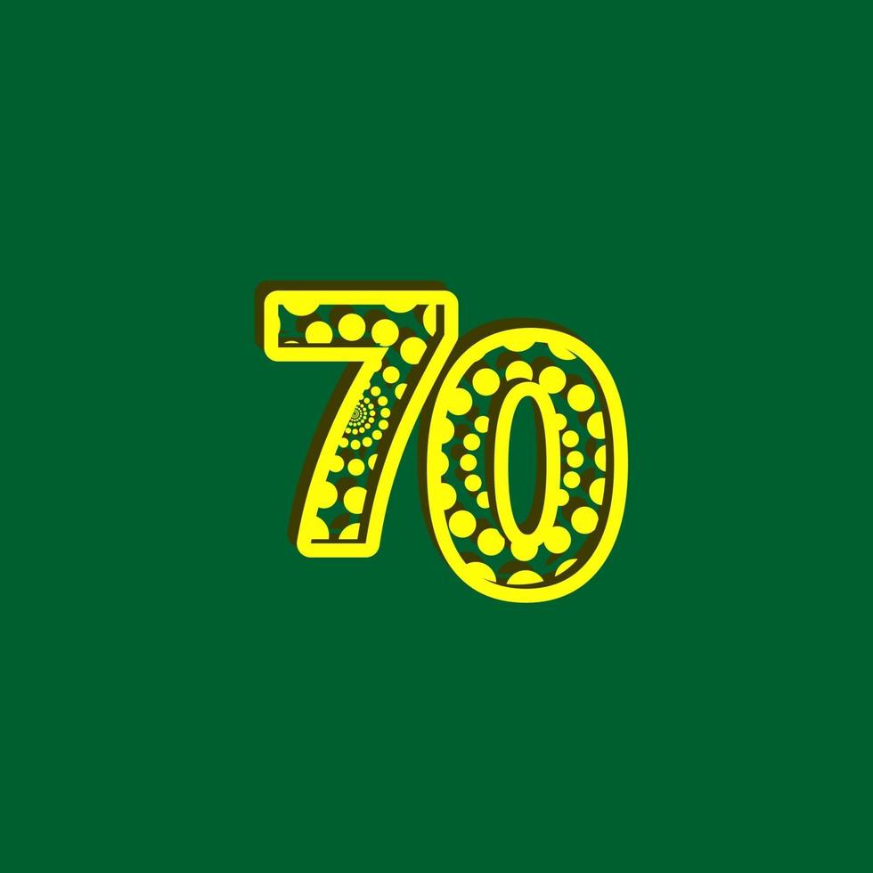 70 aniversario celebración burbuja número amarillo vector plantilla diseño ilustración