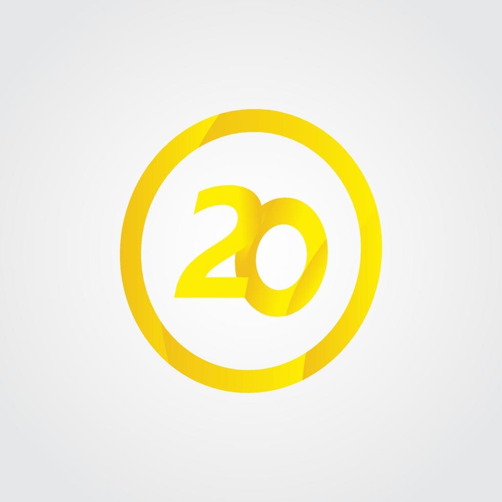 20 Anniversary Celebration Circle Yellow Number Vector Template Design Illustration