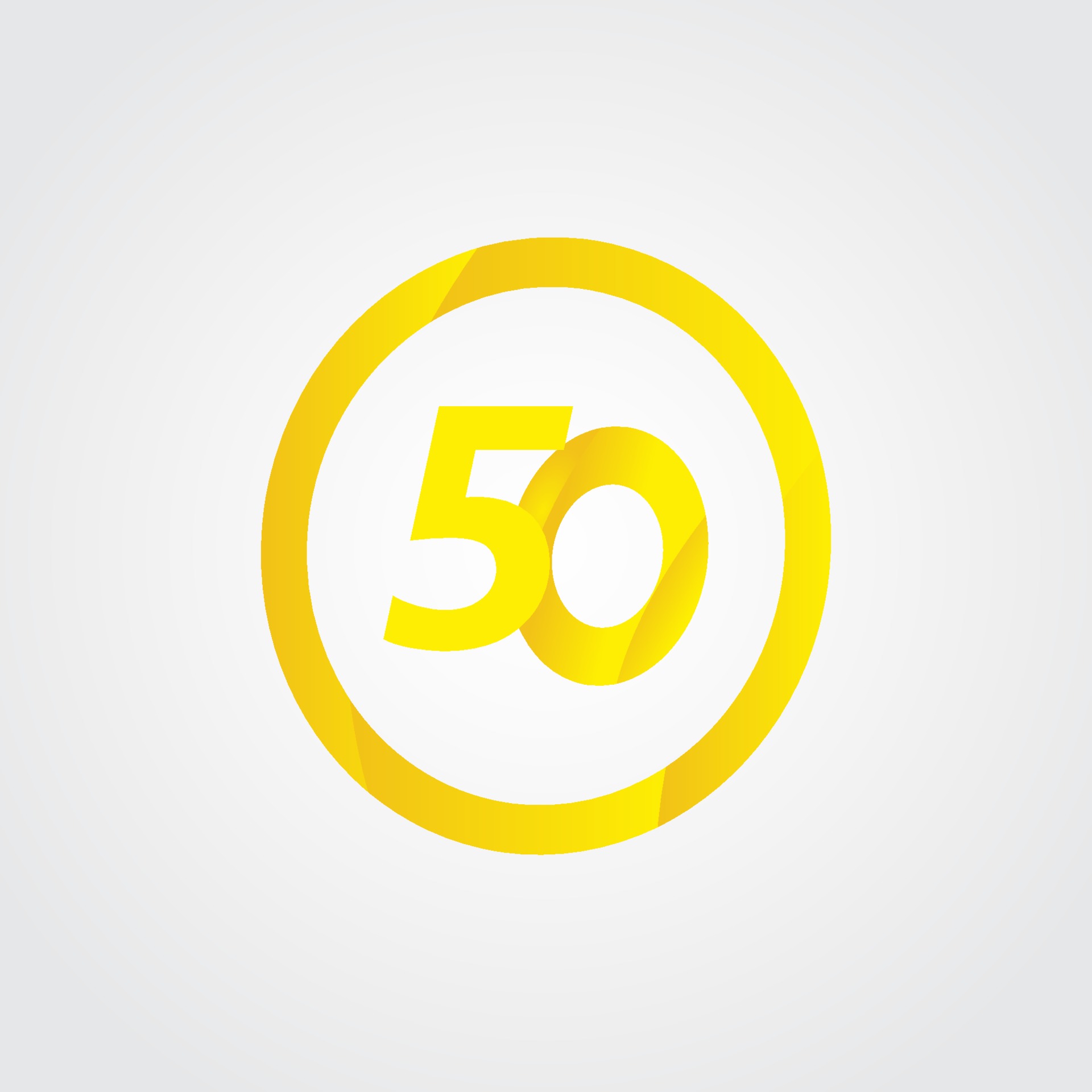 50 Anniversary Celebration Circle Yellow Number Vector Template Design