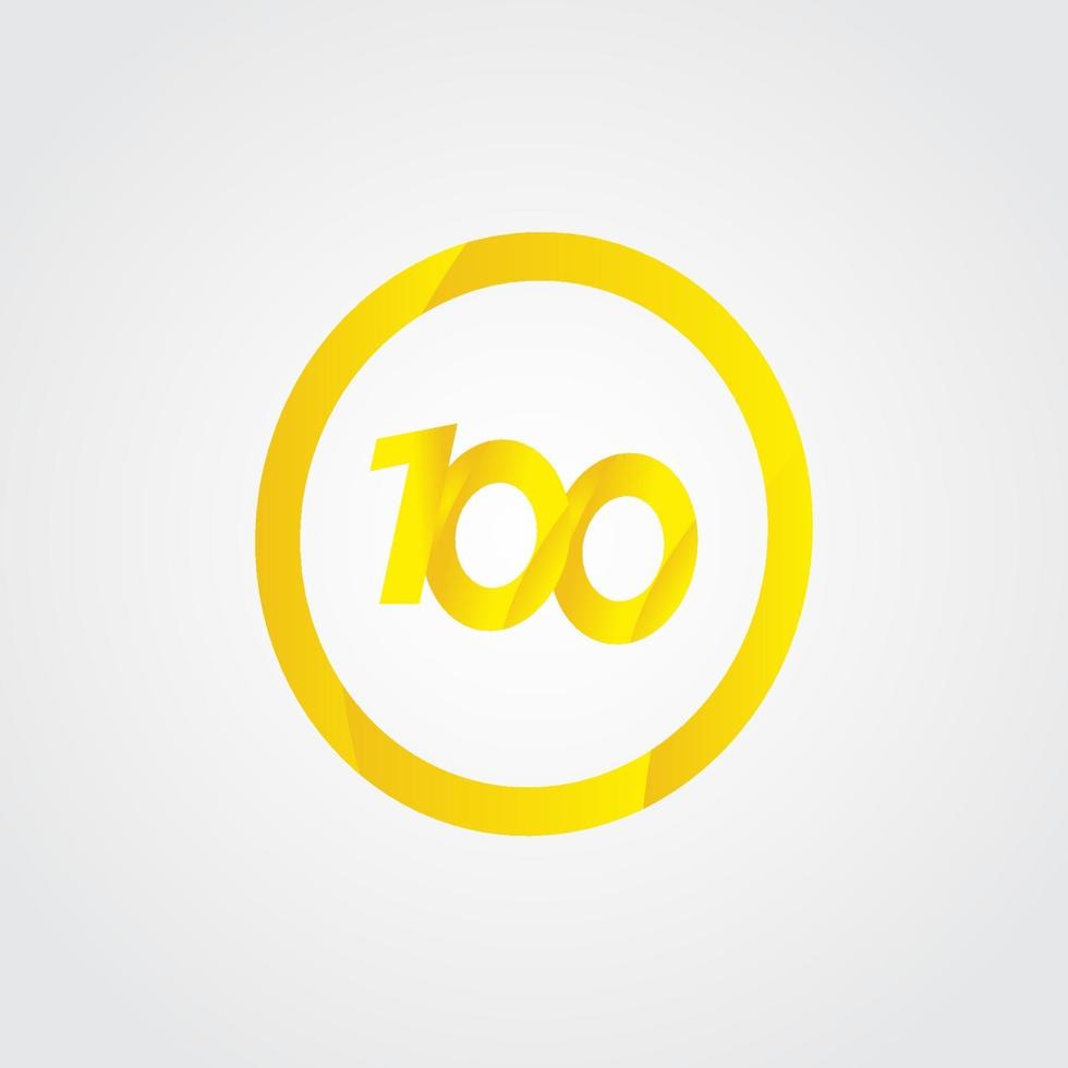 100 Anniversary Celebration Circle Yellow Number Vector Template Design Illustration