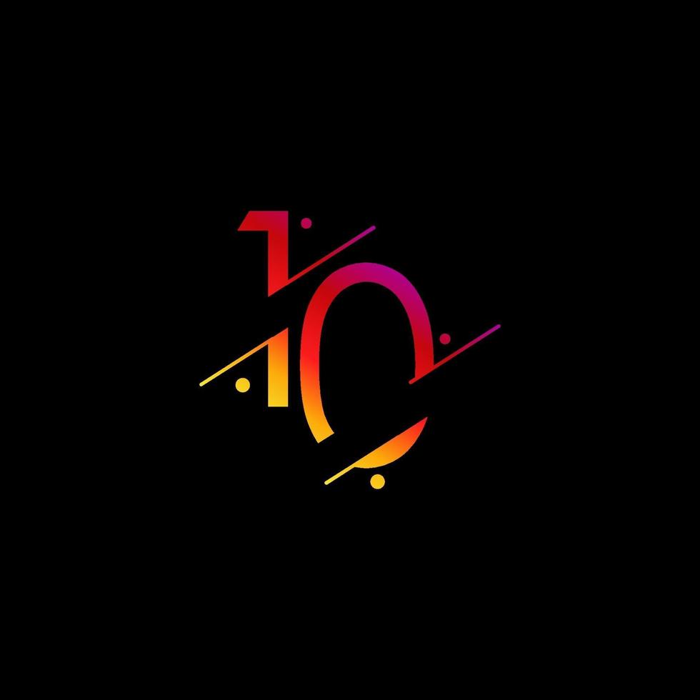 Ilustración de diseño de plantilla de vector de número elegante de celebración de aniversario de 10 años