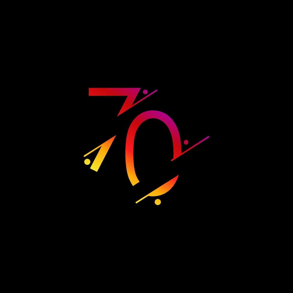 Ilustración de diseño de plantilla de vector de número elegante celebración de aniversario de 70 años