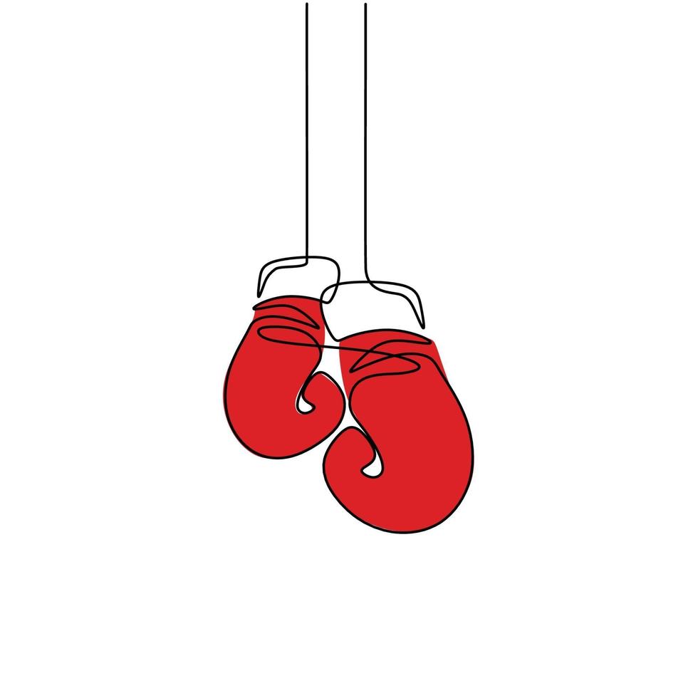 un dibujo de línea continua de un guante de boxeo. vector de cosas de fitness solo una línea aislada sobre fondo blanco. diseño de dibujo a mano para la pancarta del campeonato de boxeo. diseño minimalista. concepto de club de boxeo