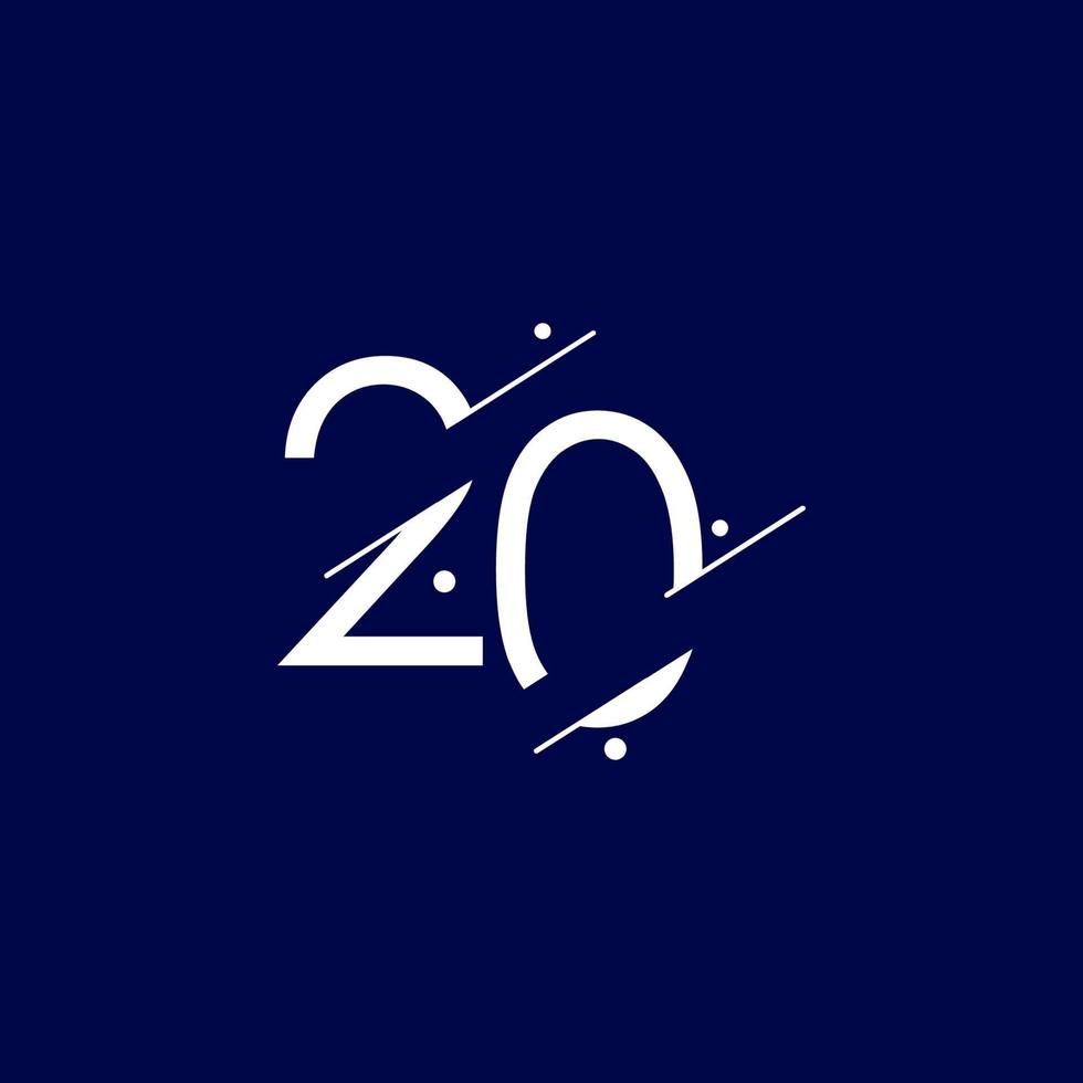 Ilustración de diseño de plantilla de vector de número elegante de celebración de aniversario de 20 años