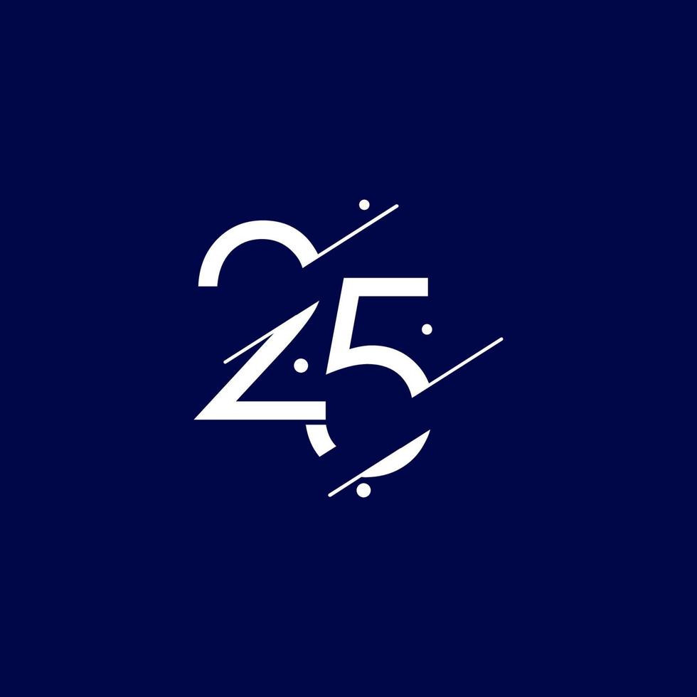 Ilustración de diseño de plantilla de vector de número elegante de celebración de aniversario de 25 años