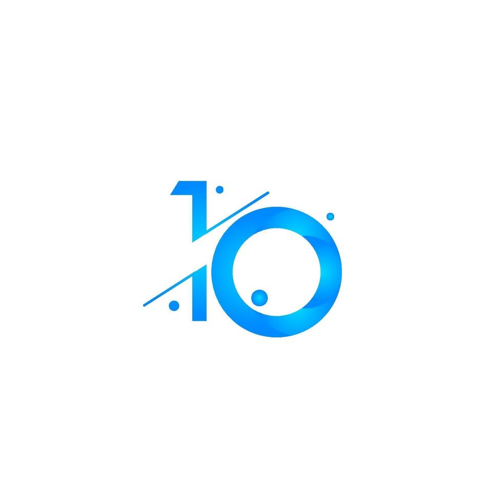 10 Anniversary Celebration Gradient Blue Number Vector Template Design Illustration