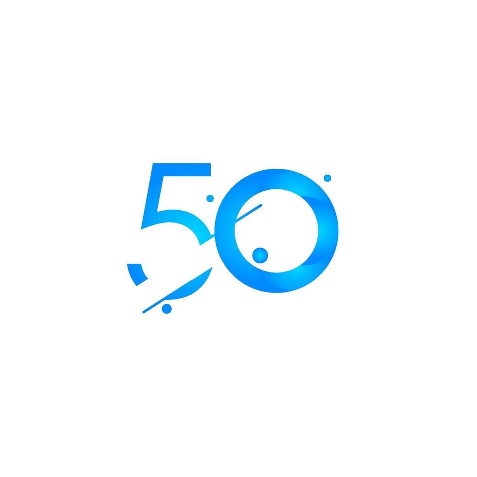 Ilustración de diseño de plantilla de vector de número azul degradado de celebración de 50 aniversario