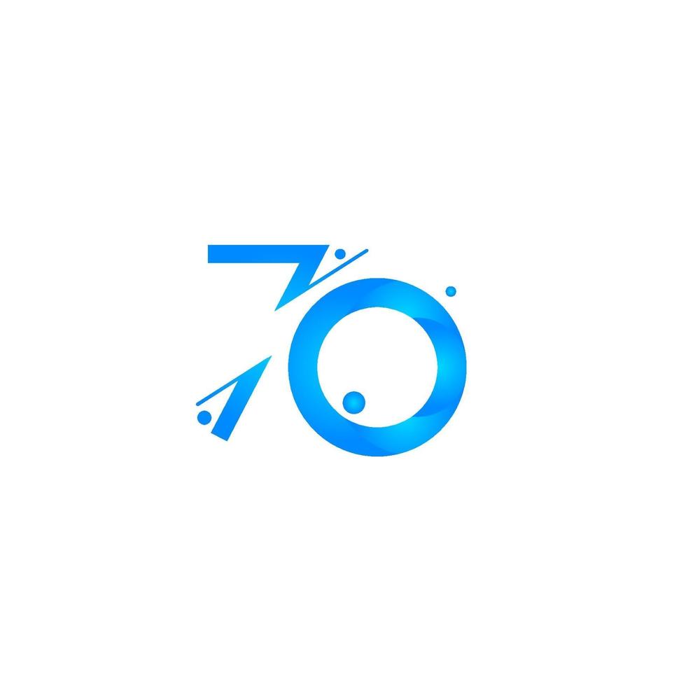 70 Anniversary Celebration Gradient Blue Number Vector Template Design Illustration