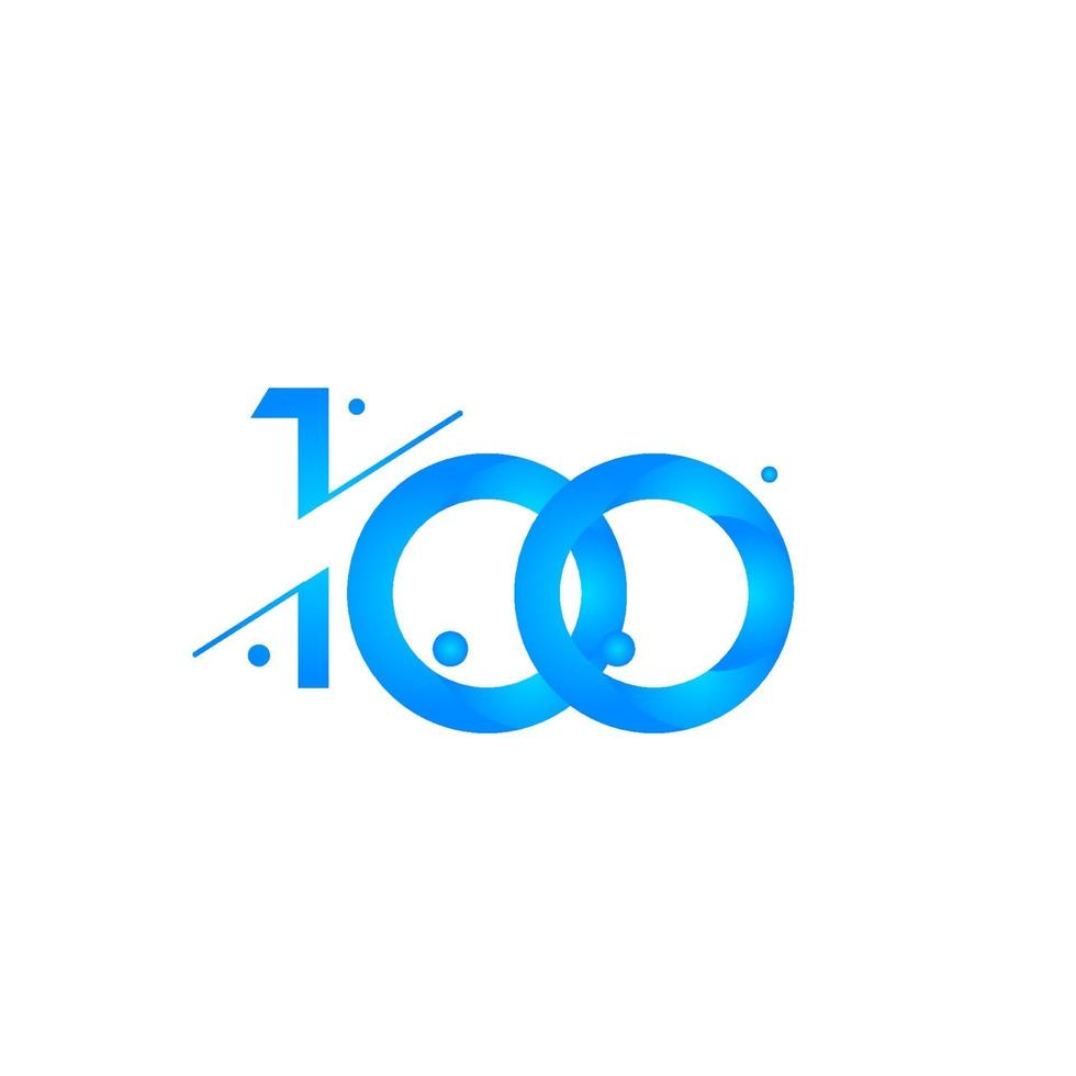 100 Anniversary Celebration Gradient Blue Number Vector Template Design Illustration