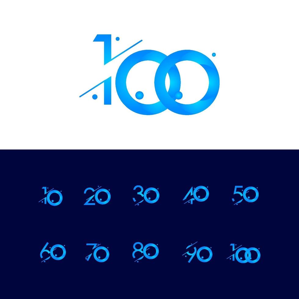 100 Anniversary Celebration Gradient Blue Number Vector Template Design Illustration