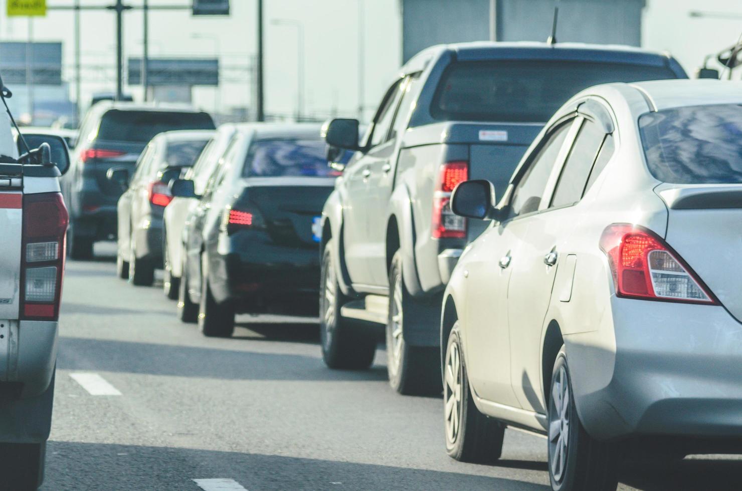 Cars stuck in a traffic jam photo