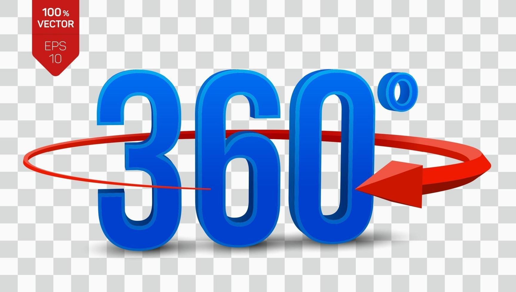 360 degrees sign. 3d isometric Angle 360 degrees view icon isolated. Virtual reality. Geometry math symbol. vector